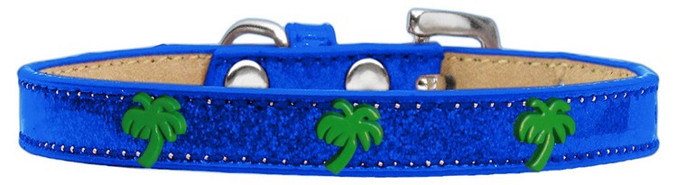 Green Palm Tree Widget Dog Collar Blue Ice Cream Size 12